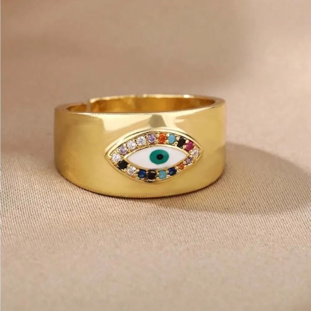 Gold Evil Eye Ring A1636 - Picture 2 of 5